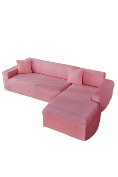 OEM Husă elastică pentru canapea, Jojo Home, catifea, uni, L/M, 130X180cm/180x230cm, roz