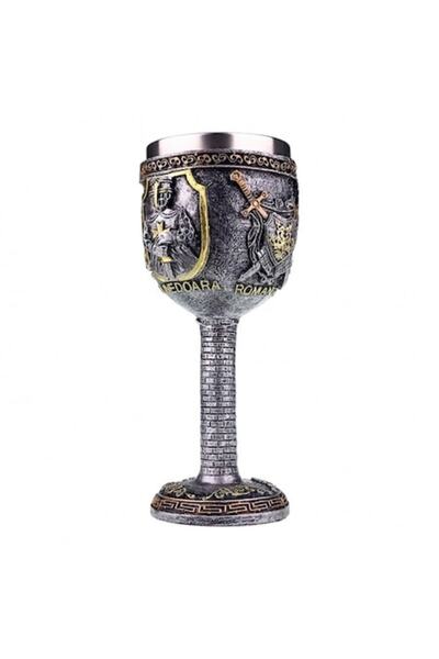 OEM Pocal din rășină cu interior metalic și design Castelul Corvinilor, 8X18 cm, multicolor