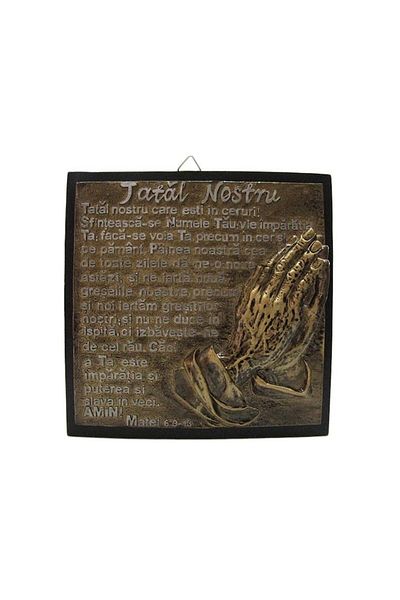 OEM Aplicație de perete din rășină cu inscripția „Tatăl Nostru”, 22x22cm