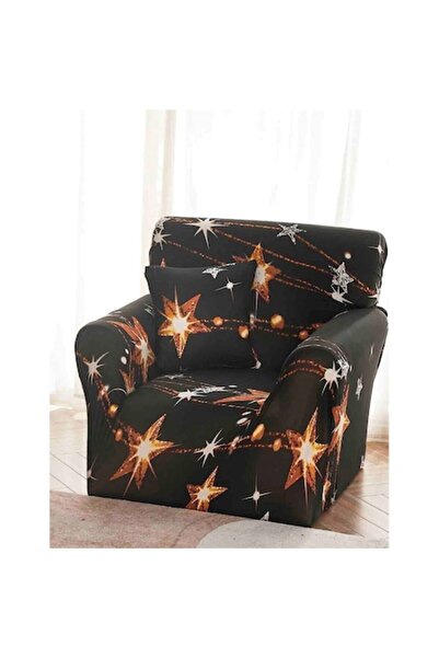 JOJO HOME Elastic Armchair Cover, Jojo Home, Golden Star Print, 90x140cm, Black