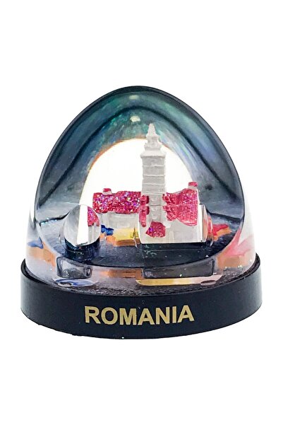 OEM Plastic globe with water and glitter inside with Sibiu, 9X8 cm multicolor