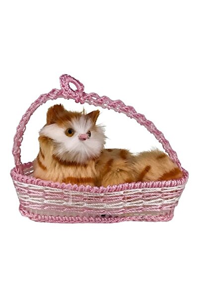 OEM Coș de plastic cu pisicuță, 15x11 cm roz