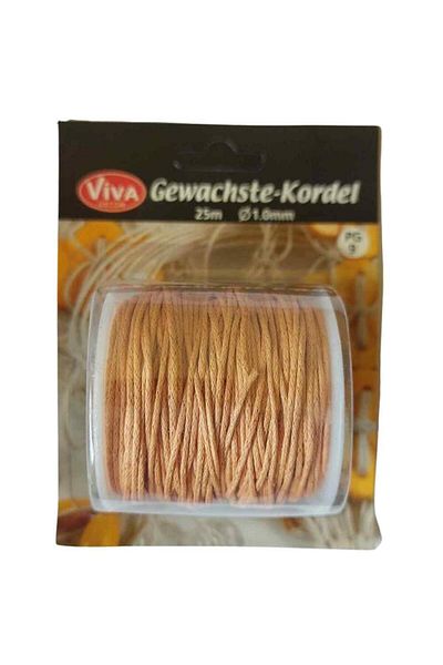 Viva Decor Waxed thread diameter 1 mm, cotton, VIVA DECOR, 25 meters Salmon orange