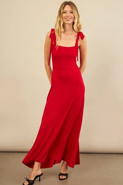 Cool & Sexy Rochie midi roșie cu fundă pe umăr pentru femei EY3119