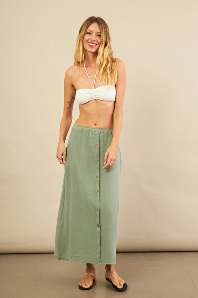 Cool & Sexy Fusta midi de damă Çağla cu buzunare din muselină BTY103