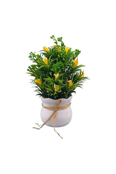 OEM Plastic flower pot with bow, 13x24 cm, yellow-multicolor