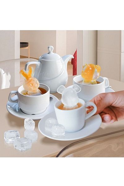 COOYA Ice Molds 3 Pack, Rabbit and bear shapes,Make Lovely 3D Drink Ice for Coffee, Juice