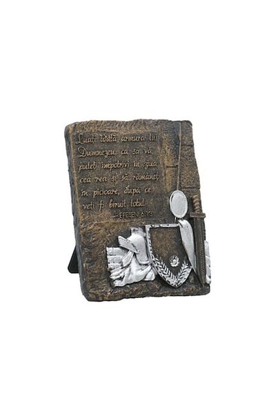 OEM Set 2 pieces, resin applique with armor and verse - Ephesians 6:13