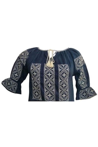 OEM Traditional Blouse for Women, Cotton, Black-Beige, Size XL
