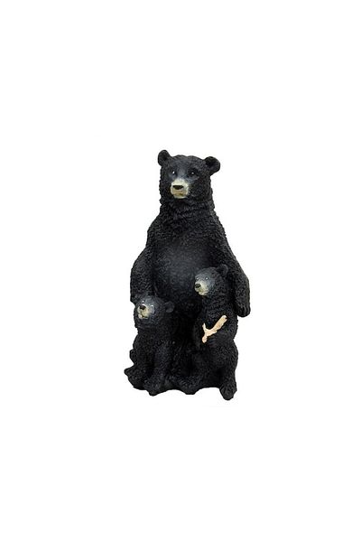 OEM Decoratiune urs rasina cu doi pui, 14 cm