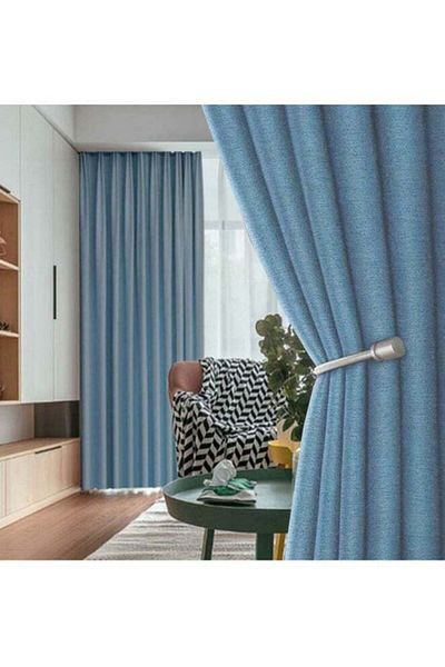 COOYA Blackout Curtain, Cashmere Curtain for Bedroom, Living Room, Balcony, Two Packs (Blue)