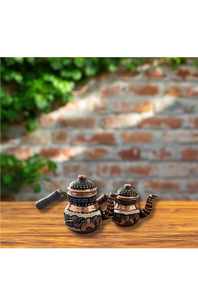 AiroBazar Handmade 100% Copper Embroidered Decorative Teapot – Traditional and Stylish Design