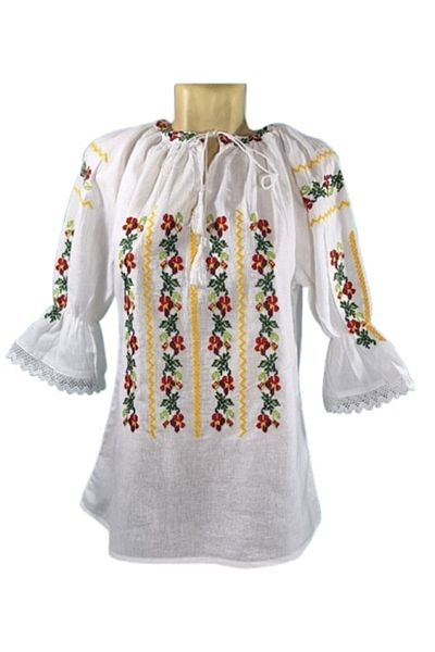 OEM Women's Blouse, Cotton, 3/4 Sleeve, Traditional Model, Multicolor Flowers, Size S