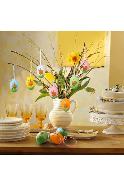 Naler Set of 12 colored Easter eggs Naler, plastic, multicolor, 6 x 4 cm