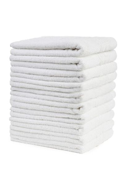 OEM Set 10 Bath Towels, Cotton, Greek Border, 500g/m², 70x140cm, White