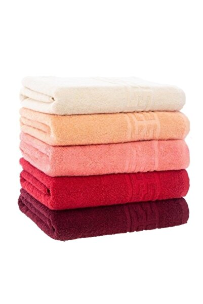 OEM Set 5 face towels, Cotton, Greek Border, 500g/m², 50x90cm, Multicolor