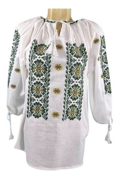 OEM Women's Blouse, Cotton, Green-Yellow Embroidery, Traditional Model, Long Sleeve, Size 3XL