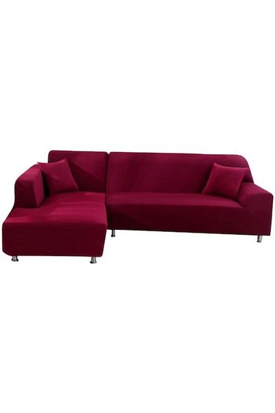 JOJO HOME Elastic Cover for Corner Sofa, Jojo Home, Uni, M L, Bordeaux