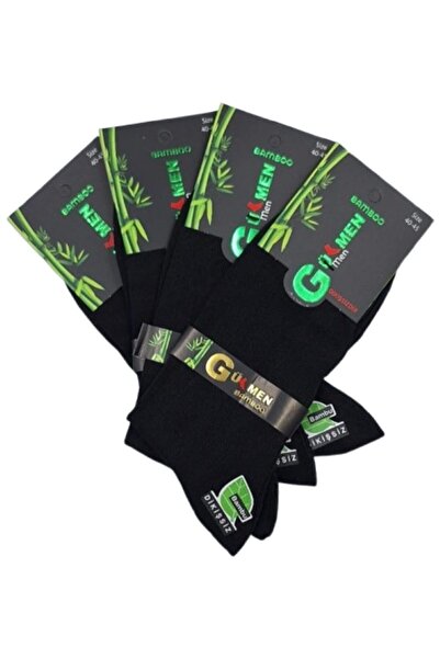 OEM Set of 4 Seamless Black Bamboo Socks, Size 40-45