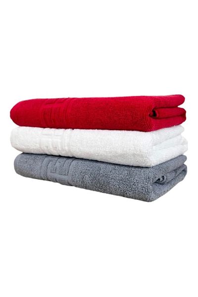 OEM Set 3 bath towels, Cotton, Greek Border, 500g/m², 70x140cm, Multicolor