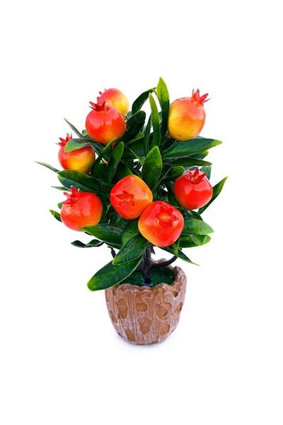 OEM Decorative Plastic Tree in Pot with Fruits, 15x20cm, Pomegranate