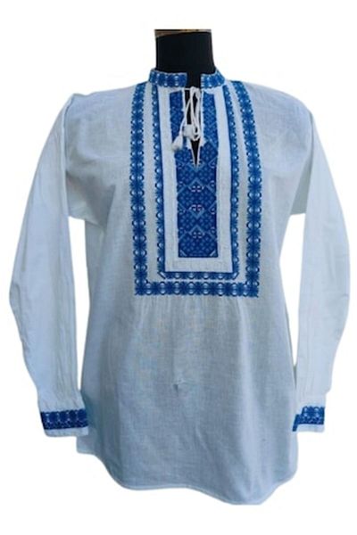 OEM Cămașă tradițională bărbătească, broderie albastru-bleumarin, mărimea S