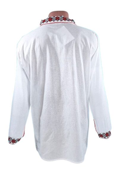 OEM Ie Traditionala Barbati, Maneca Lunga, Broderie Rosu-Bej, Bumbac, Marime XL