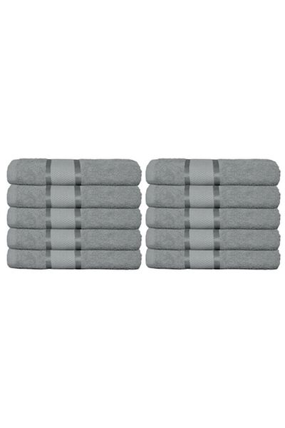 OEM Set 10 prosoape de baie, Bumbac, Uni, 400g/m², 70x140cm, Gri