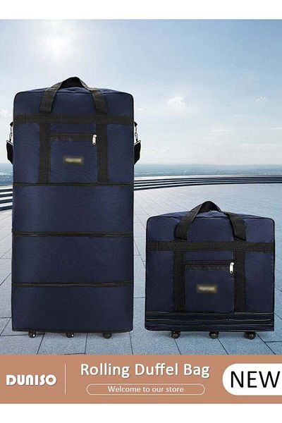 fun zone Foldable Rolling Duffle Bag, Expandable Carry On Bag, Waterproof & Lightweight Duffel Bag with 6 Dur