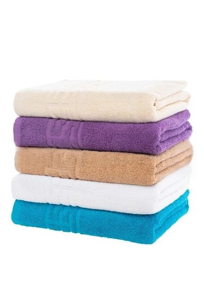 OEM Set 5 hand towels, Cotton, Greek border 500g/m², 30x50cm, Multicolor