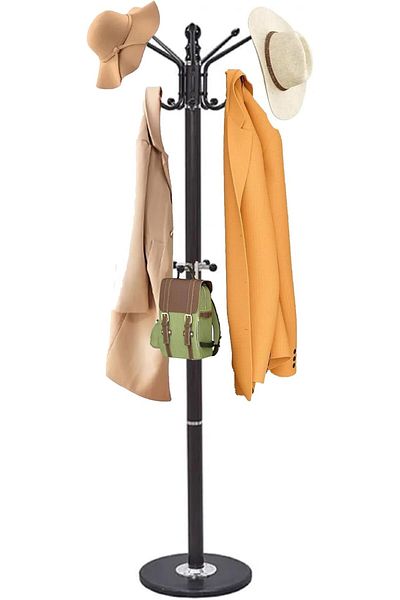 Türkiye Metal Standing Coat Rack, Modern Space-Saving Coat Tree with Hooks, Freestanding Clothes Hanger
