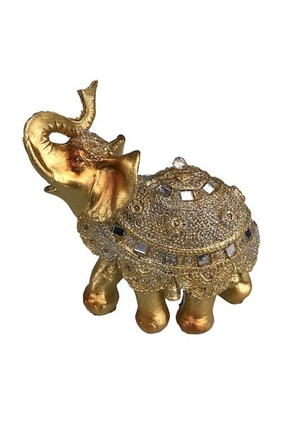 OEM Resin decorations, Elephant with Rhinestones, 12x10cm, Gold