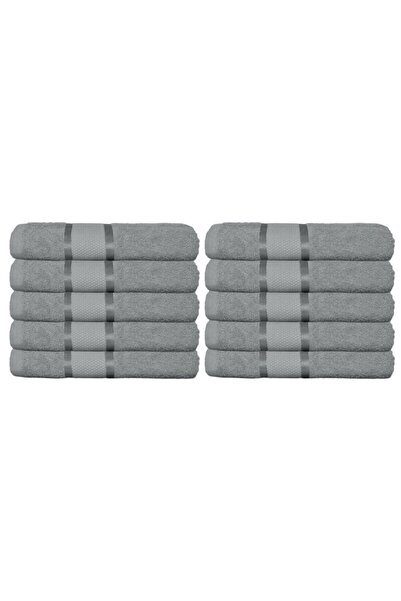 OEM Set 10 face towels, Cotton, Uni, 400g/m², 50x90cm, Grey