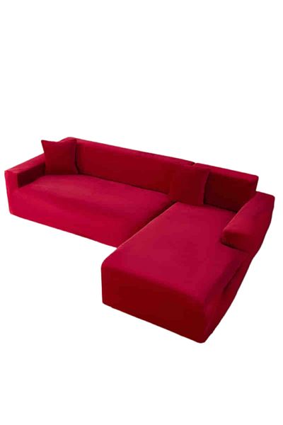 OEM Husă elastică pentru canapea de colț, Jojo Home, catifea, uni, L/M, 130X180cm/180x230cm, roșie