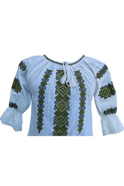 OEM Ie pentru dama, traditionala, bumbac, Alb-bej, marime M