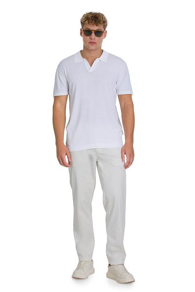 Hatemoğlu White Regular Fit Polo Neck Rayon T-Shirt