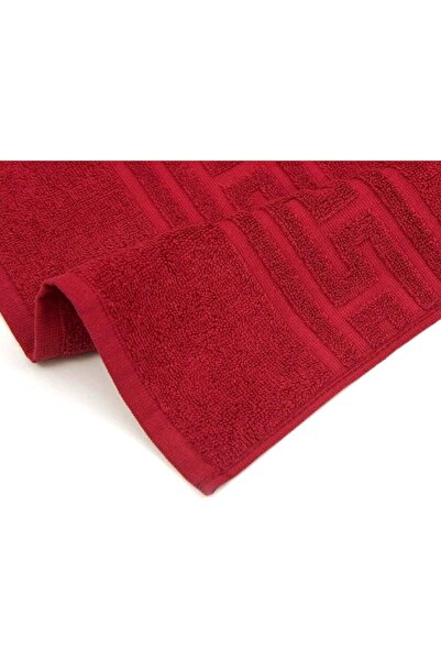OEM Set 5 hand towels, Cotton, Greek Border, 500g/m², 30x50cm, Red