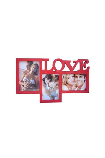 OEM Ramă din plastic cu 3 fotografii și text de dragoste, 35x25cm