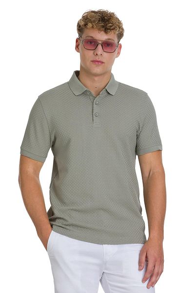 Hatemoğlu Khaki Regular Fit 100% Cotton Polo Neck Mercerized T-Shirt