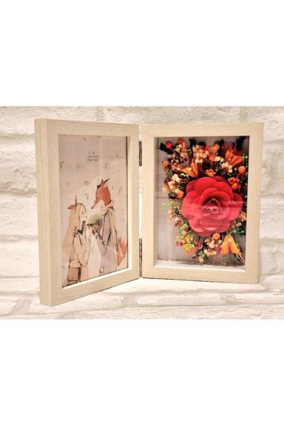 OEM Photo Frame Book Style, Hand Made, Dried and Stabilized Flowers, 2 Photos 10x15cm, Multicolo