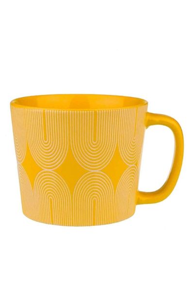 OEM Cană-bol ceramică cu dungi (galben, 12x10 cm)