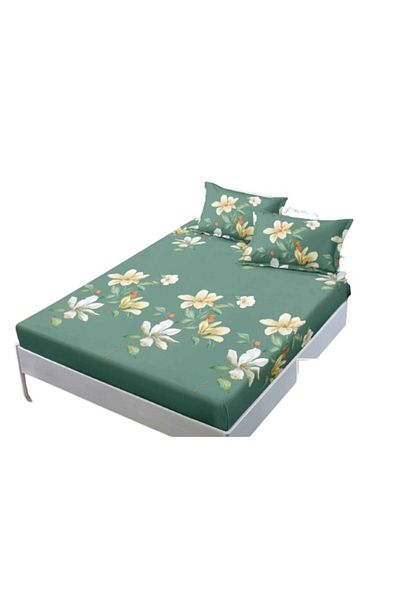 OEM Cearșaf de pat și fețe de pernă, Finet, 3 bucăți, individual, 140x200cm, imprimeu cu crini, multicolor