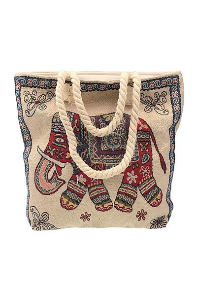 OEM Geanta Dama, Poliester, Manere Sfoara, Elefanti, 25x30cm, Multicolor, M2