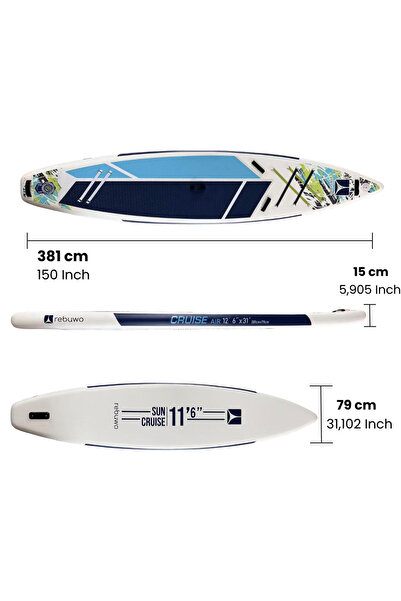 Rebuwo Pro Sup Şişme Sörf Tahtası Stand Up Paddle Board 79*381*15 Cm Mavi Yarış Board