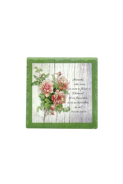 OEM Ceramic trivet with cork backing, inscribed with biblical verses, M1, 20X20 cm