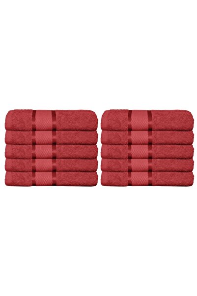 OEM Set 10 Face Towels, Cotton, Uni, 400g/m², 50x90cm, Red