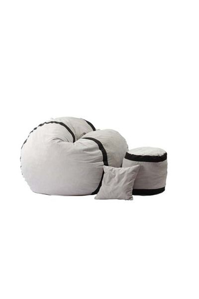 Pufrelax Matusalem Armchair Set with Ottoman (footrest) and Cushion, Textile Material - Angora Grey
