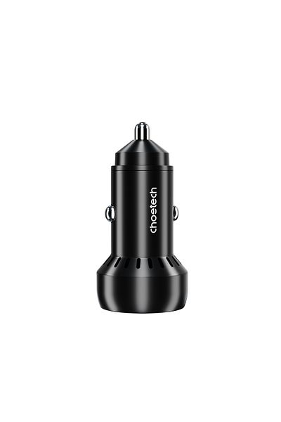 CHOETECH Încărcător auto USB-C USB-A PD 60W cu iluminare LED, negru