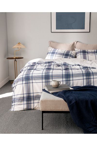 Madame Coco Lacene Single 100% Cotton Ranforce Printed Duvet Cover Set - Navy Blue