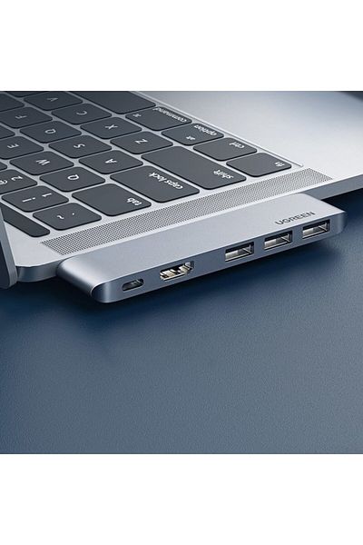 Ugreen Port HUB multifuncțional pentru MacBook Pro / Air 2x USB-C la USB-C HDMI 3x USB 3.0 - gri
